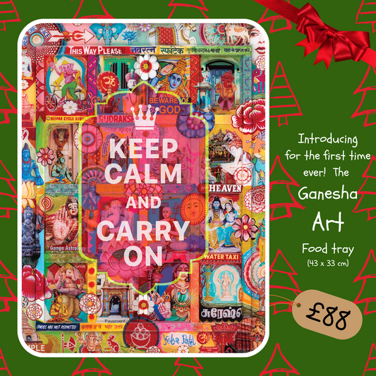 'Keep calm and carry on' Ganesh food tray