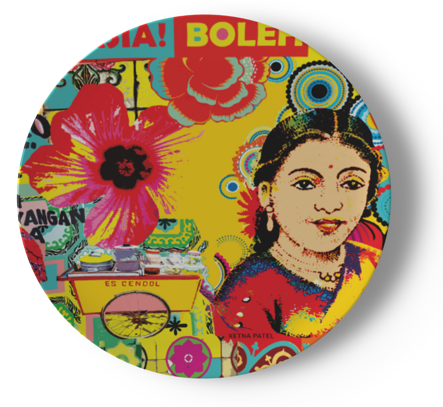 'Chalo Asia boleh boleh' ceramic dinner plate