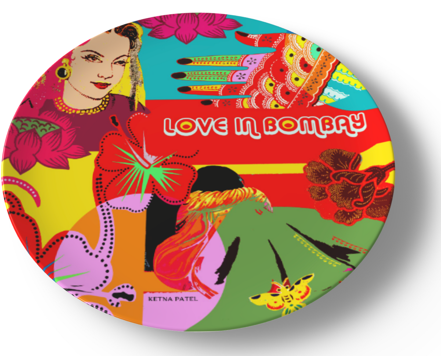 'Love in Bombay' ceramic dinner plate (Bollywood collection)