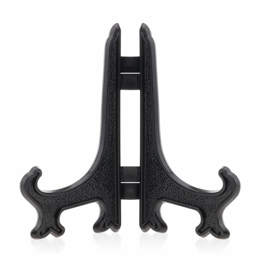 Foldable, black upright Art Dinner plate easel stand