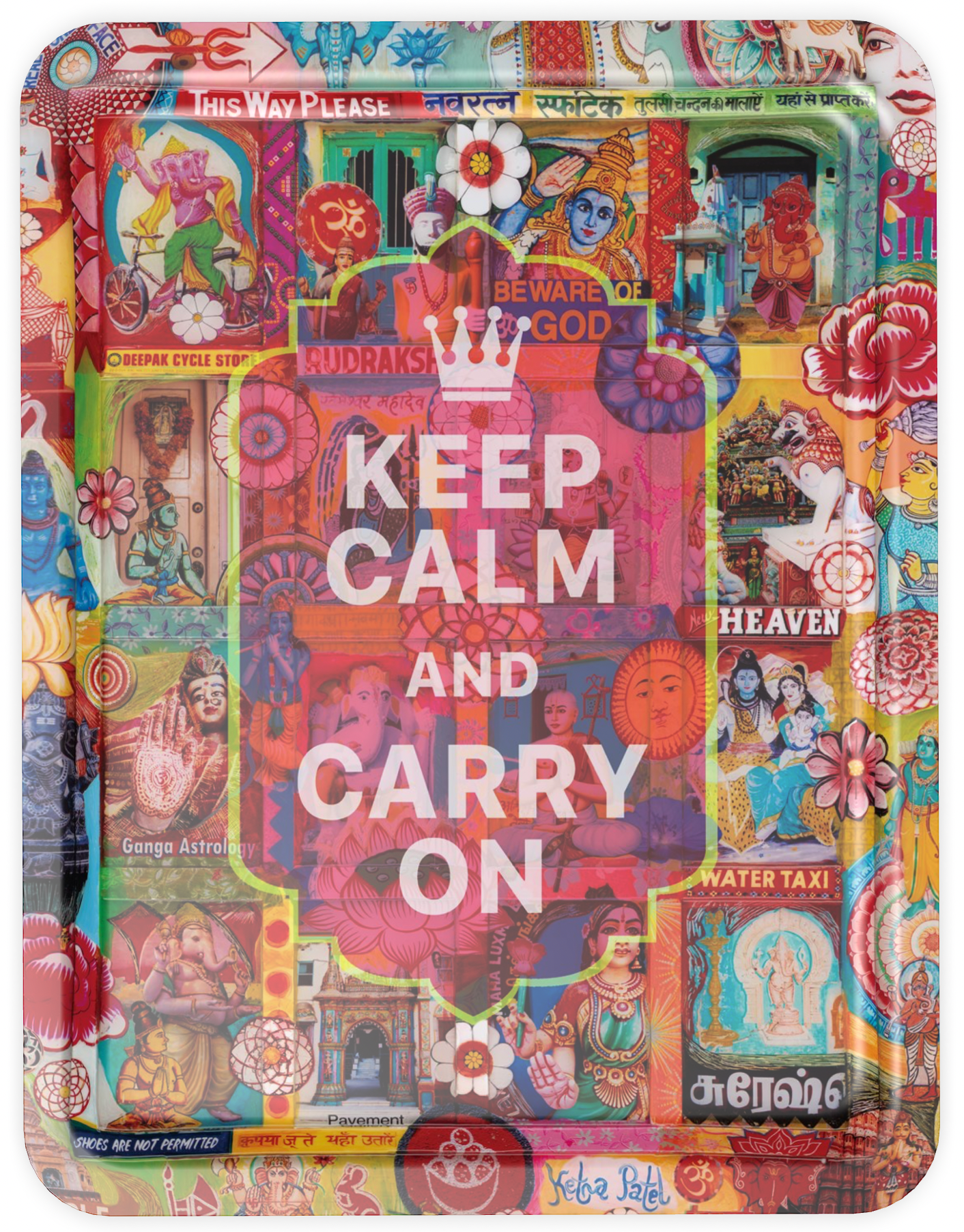 'Keep calm and carry on' Ganesh food tray