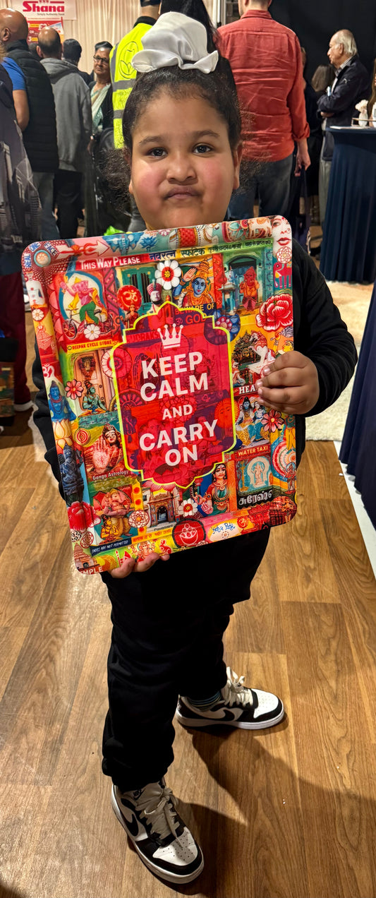 'Keep calm and carry on' Ganesh Art tray