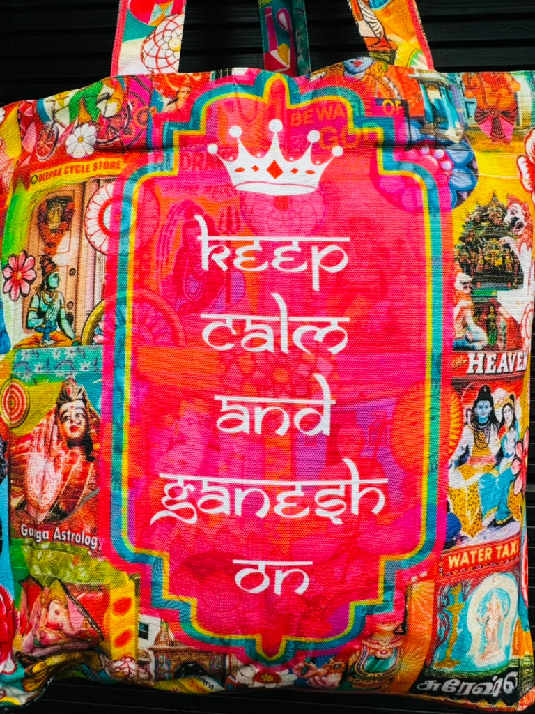 Keep calm and Ganesh on tote bag