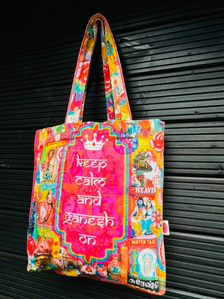 Keep calm and Ganesh on tote bag