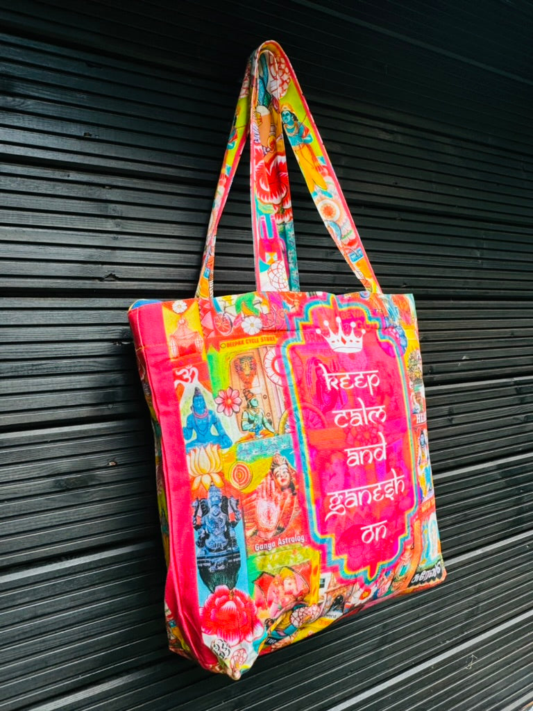 Keep calm and Ganesh on tote bag