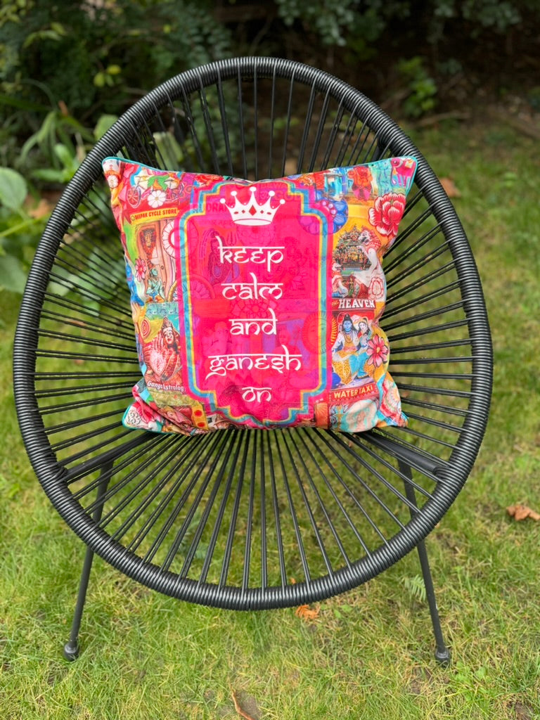 'Keep calm and Ganesh on' Art cushion