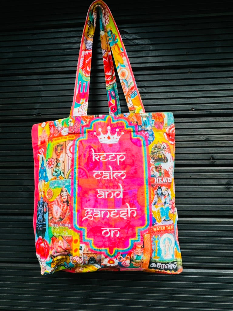 Keep calm and Ganesh on tote bag