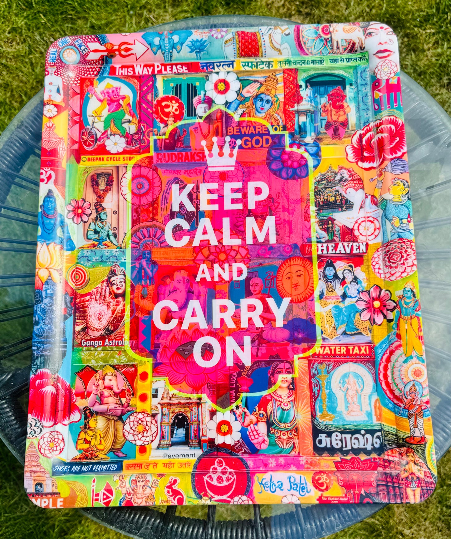 'Keep calm and carry on' Ganesh Art tray