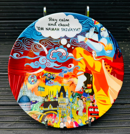 'Stay calm and chant Om Namah Shivaya' ceramic dinner plate