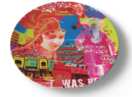 'India I was here' ceramic dinner plate